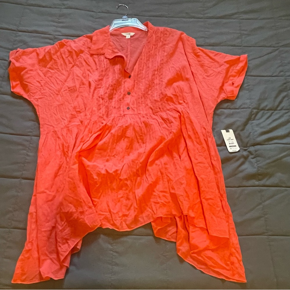- NWT - Terra & sky 1X tunic top coral nwt